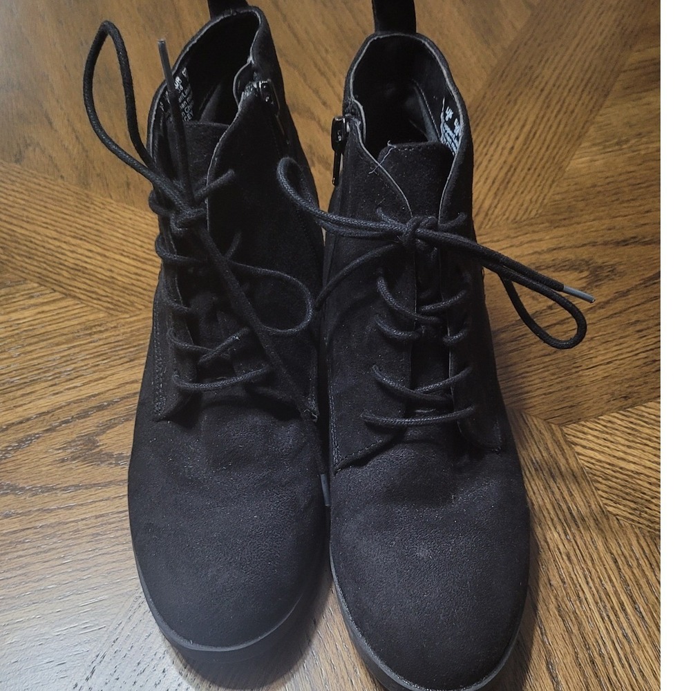 Carlos by Carlos Santana Macey Black Faux Suede Lace Up Ankle Boots Womens 8M